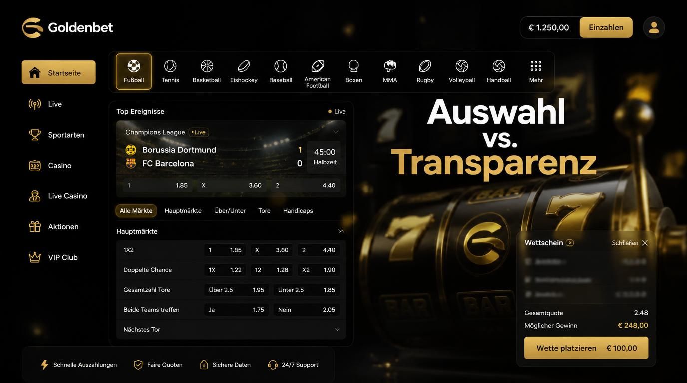 Sportwettenangebot trifft auf Transparenzprobleme.