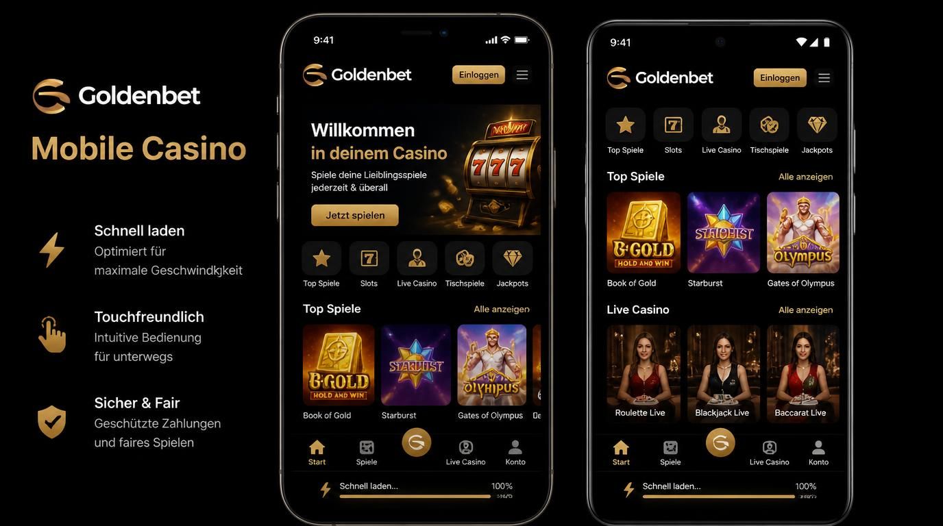 Mobile Ansicht des Casinos, schnell und responsiv